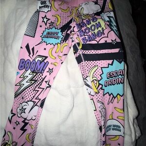 Stronger Pink Comic Print High Waist Leggings